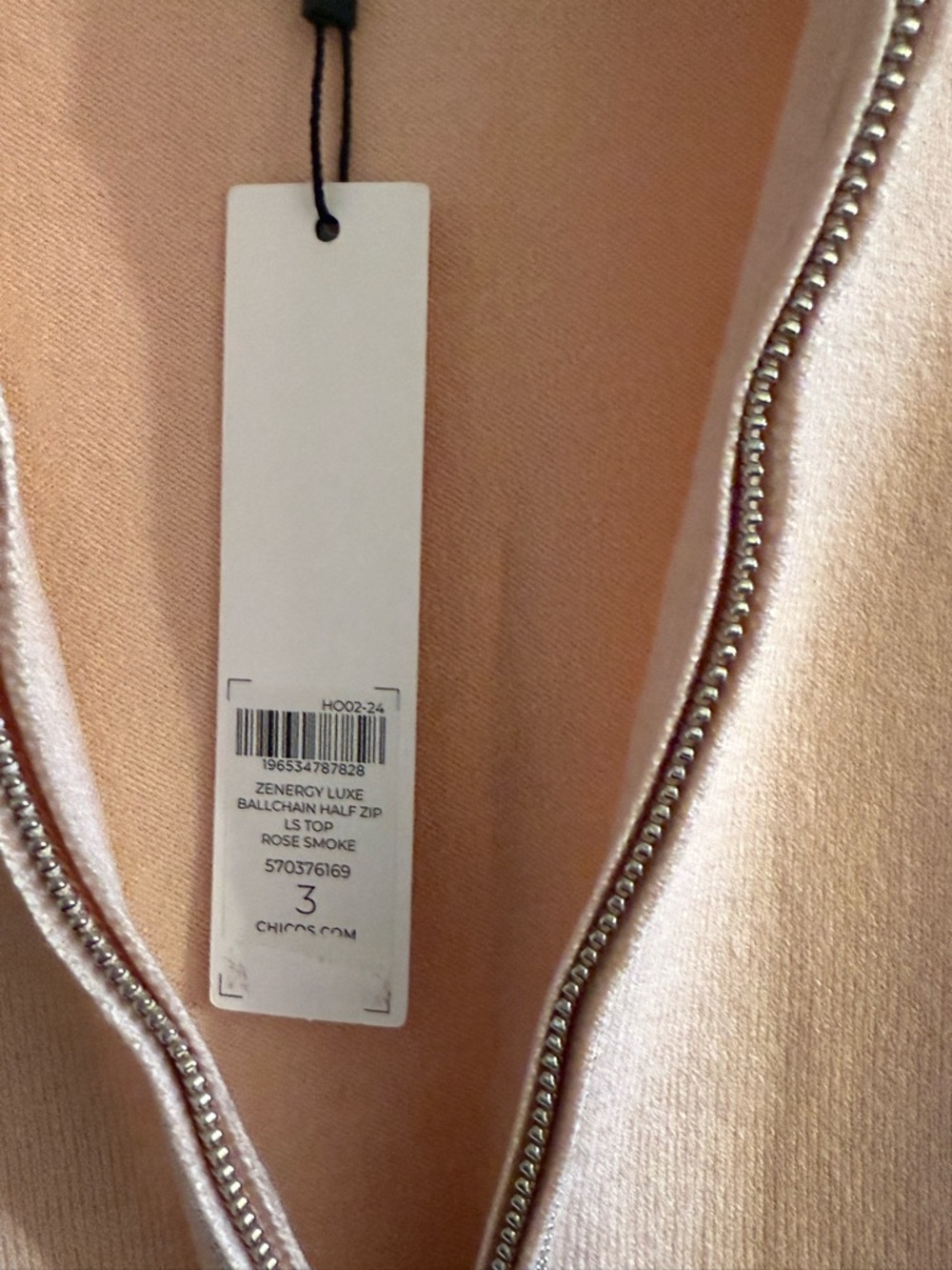 NWT Chico's Pink Cashmere Blend Luxe Metallic-Trim Quarter Zip Pullover Size XL - Picture 4 of 6